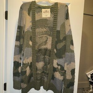 Thick camo cardigan sweater